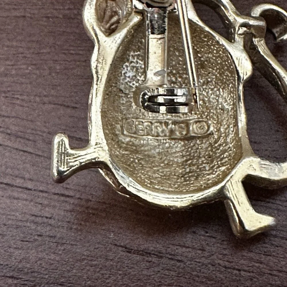 Vintage Gerry's Mouse Brooch 1970s Pin Gold Tone Pendant‎ Signed